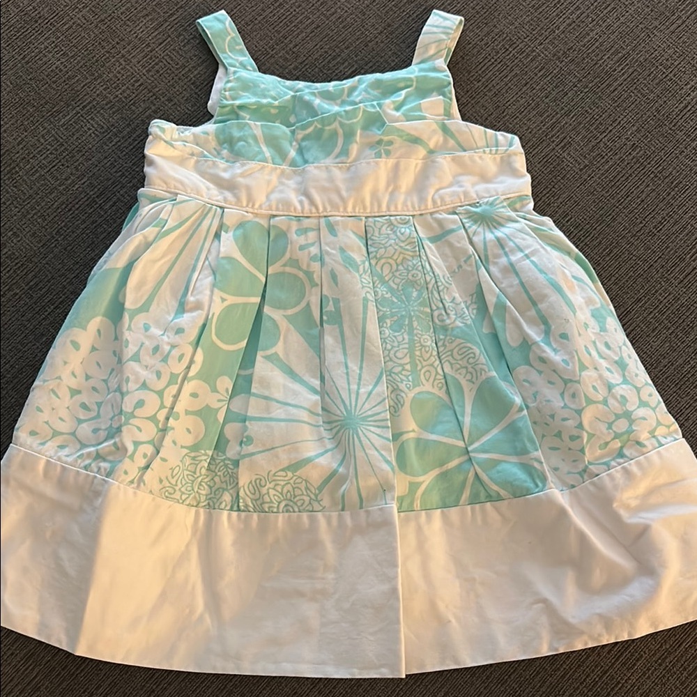 Floral Aqua and White Girls Dress